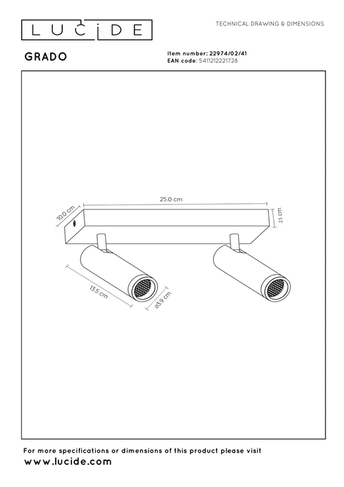 Lucide GRADO - Deckenstrahler - 2xGU10 (MR11) - Taupe - technisch